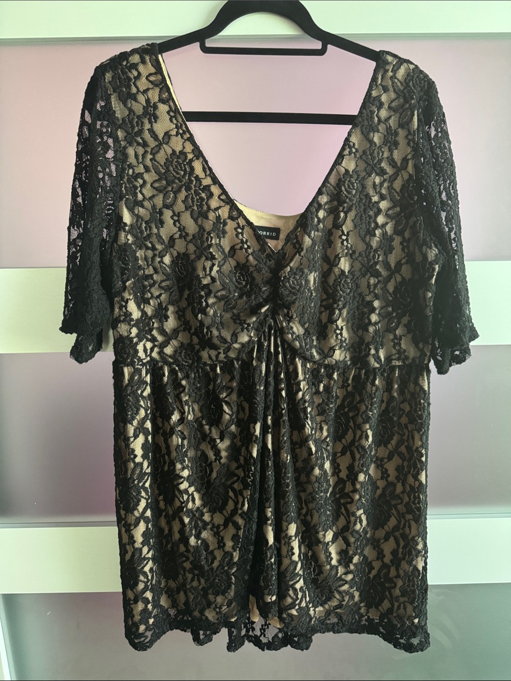 Torrid Black Lace Top with Champagne Lining